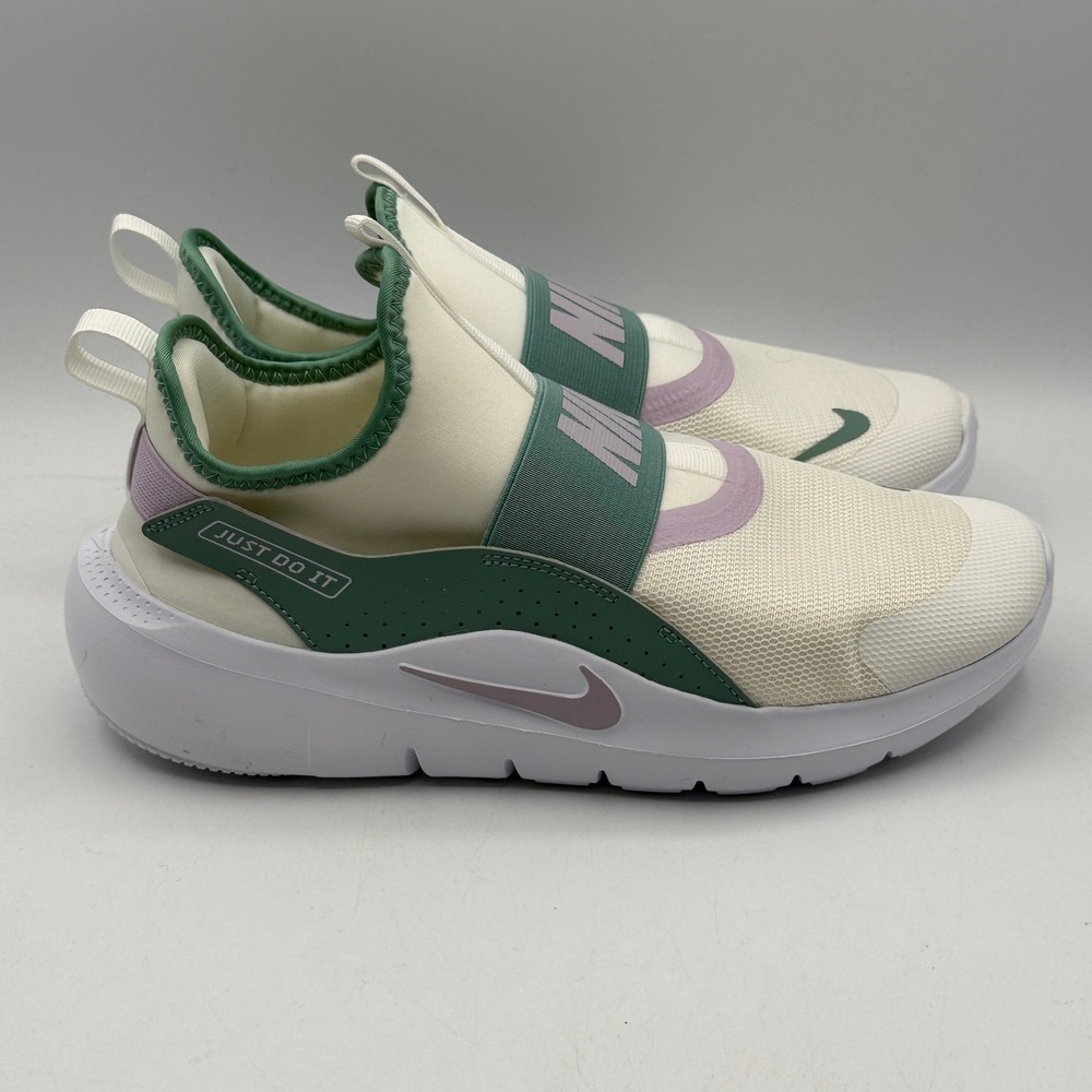 Nike Flex Runner 4 GS Kids 7Y White Green Purple Slip On Sneakers IF2893-101
